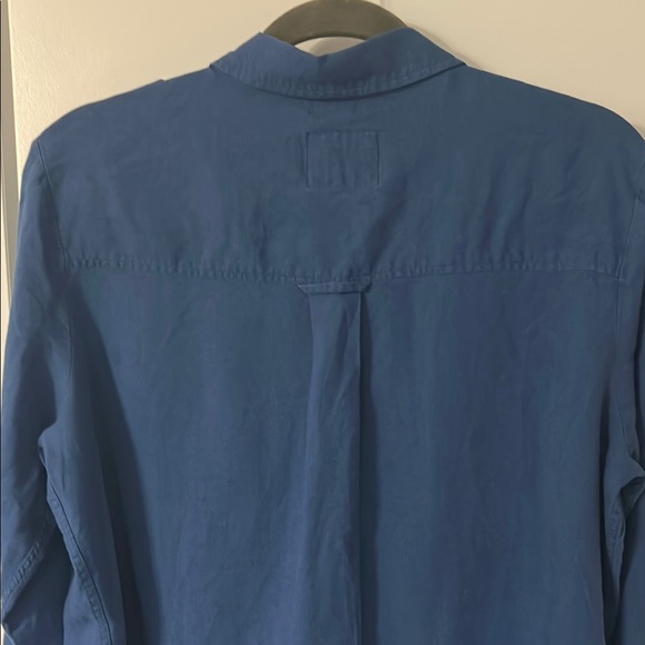 Rails Blue Button-Up Blouse with Patch Accents - Picture 10 of 11